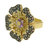 Vintage Flower Ring CZ in 18k Yellow Gold